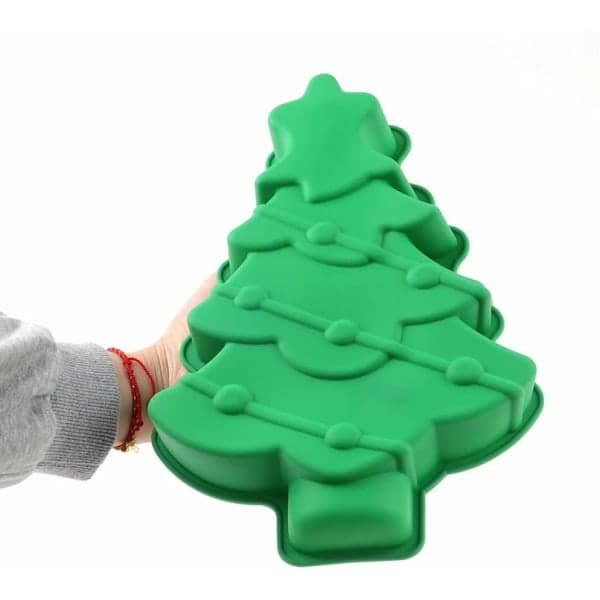 Julgransform i Silikon för DIY-Bakning, Enkelhålstårtform, Köksbakverktyg, Grön