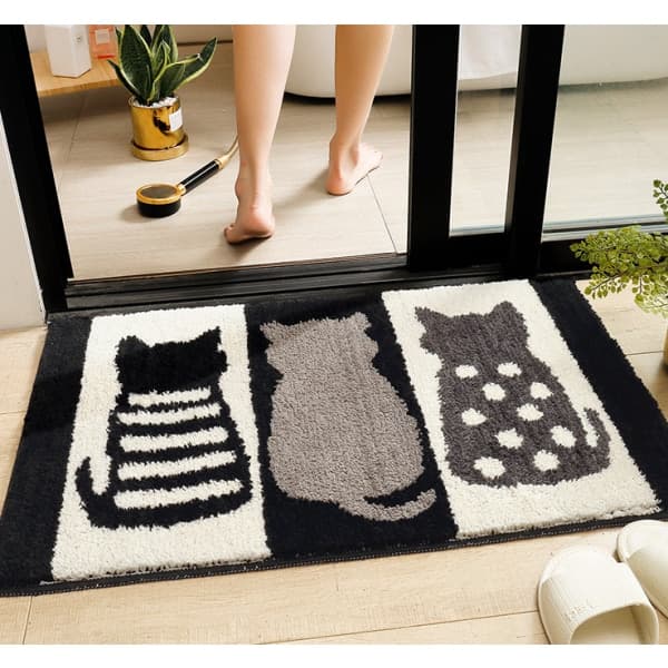 IC 50*80cm svart och vit absorberande dörrmatta för kattlåda