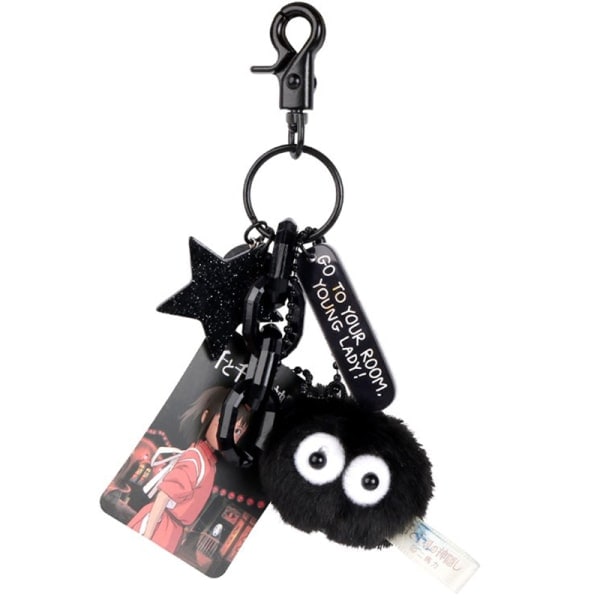 Svart kol-alf nyckelring Spirited Away Hayao Miyazaki Min granne Totoro Briketter Elf docka Skolväska e Accessoarer hårbal