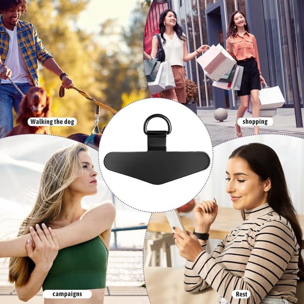 6 telefonkjeder i rustfritt stål med universelle puter - snor, anti-tap, for de fleste telefoner