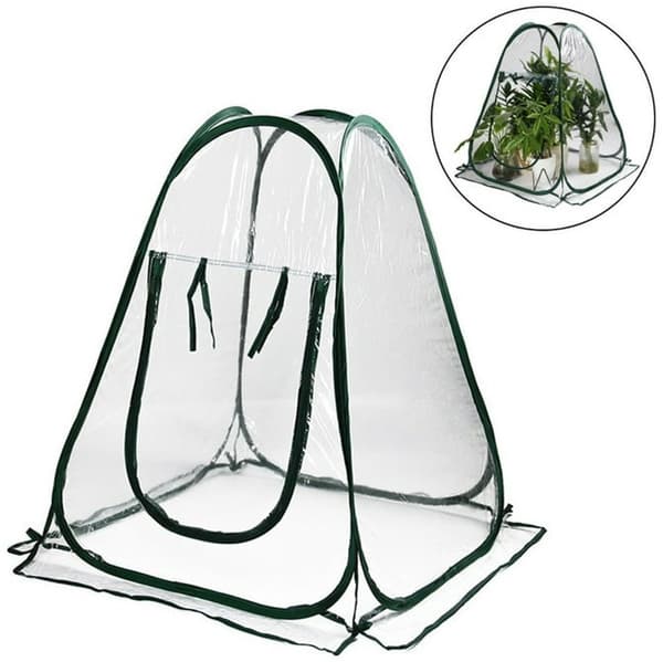 Bærbart minidrivhus, tykt PVC-overtræk, foldbart ventileret planteskur til potteplanter og frøplanter, 70 x 70 x 80 cm