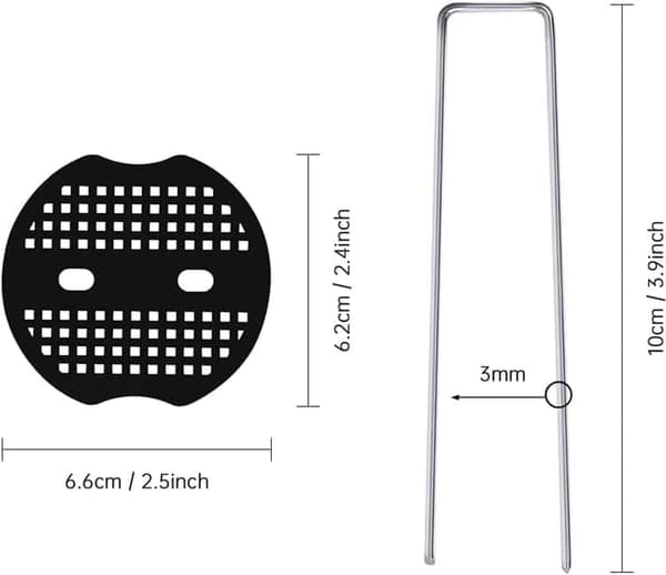 Markspik 50-pack, ankarspik för trädgård - Rostfritt stål, U-formad, Växthus - Silver - 100 × 40 × 3 mm