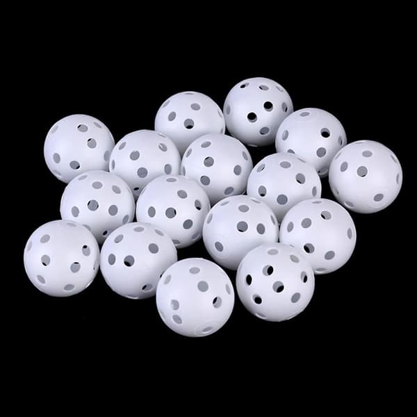 Träningsgolfbollar 25-pack Plast Luftflöde Ihåliga Bollar för Svingträning och Driving Range Inomhus Utomhus Vit