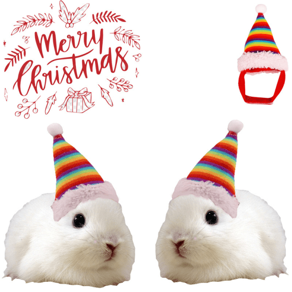 Julhatt för Husdjur - Tomteluva för Kanin, Hamster, Marsvin, Chinchilla, Igelkott, Kattunge