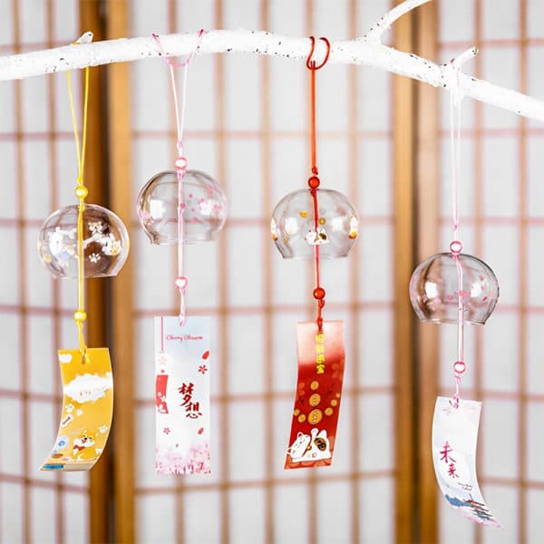 IC Vindklocka Sakura Mönster Vindspel Handgjorda Glas Furin Hem A14 A14