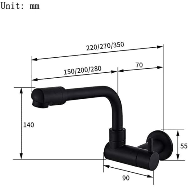 IC Kranar, Enkel Kallkran Mopp Swimming Pool Roterande kranar Tjock Koppar Vattenkran/27Cm