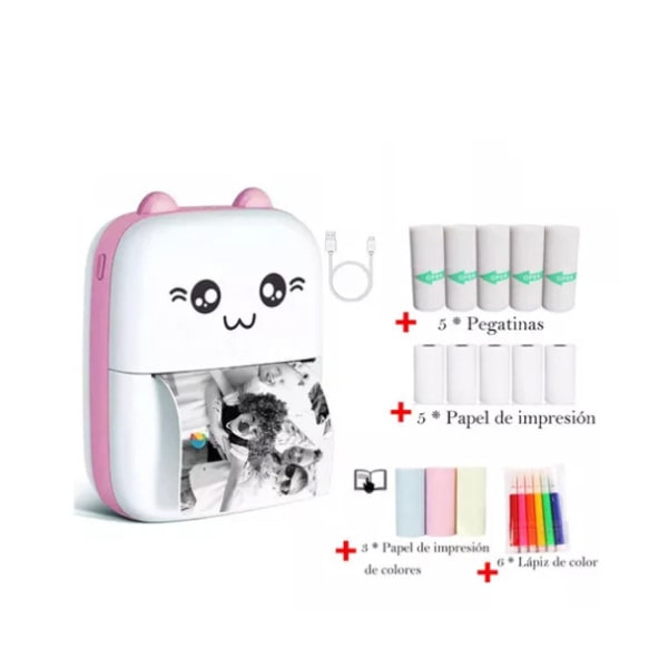 Mini termisk fotoprinter til mobil Bluetooth bærbar printer Billedefoto rosa