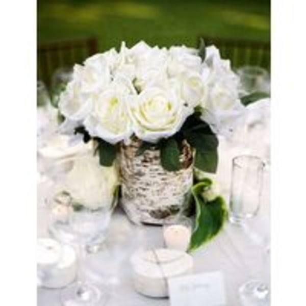 IC Kunstig Blomster Rose Bukett Kunstige Blomster Silke Plast Kunstige Hvite Roser 9 Hoder Brudebukett For Hjem Hage Fest