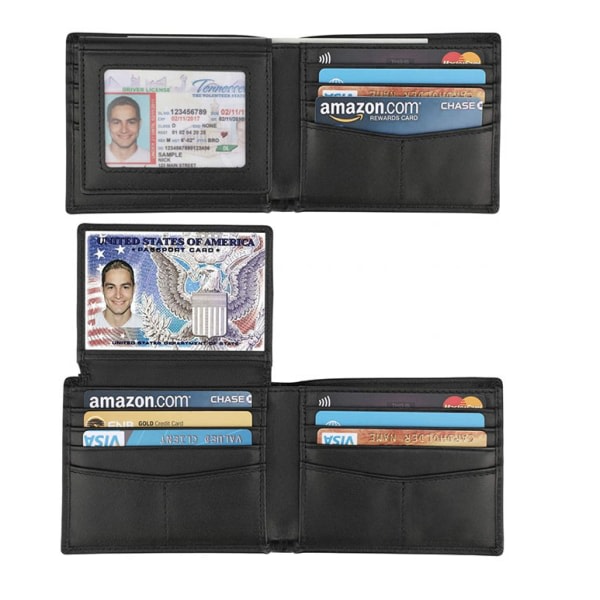 IC Tynde RFID-Pengepunge til Mænd - Bifold Forlomme i Ægte Læder Carbon Fiber