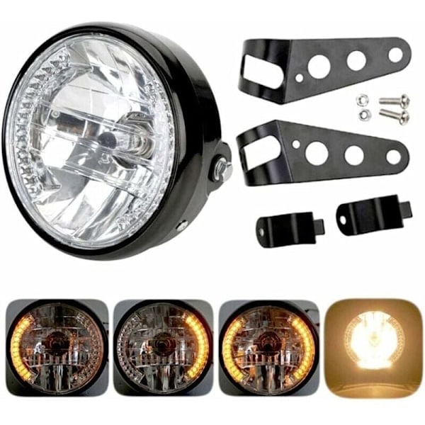 Pyöreä moottoripyörän ajovalo - LED-projektori asennustelineellä - 12V 7\" Halogeeni LED..DEBUNS