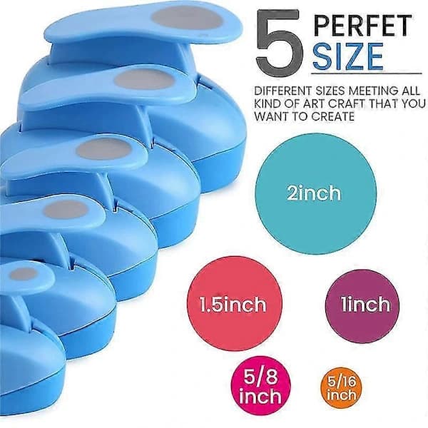 Circle Paper Punch, 5 PCS Circle Punches for Paper Crafts, 5 Different Sizes Circle Hole Punch, Random