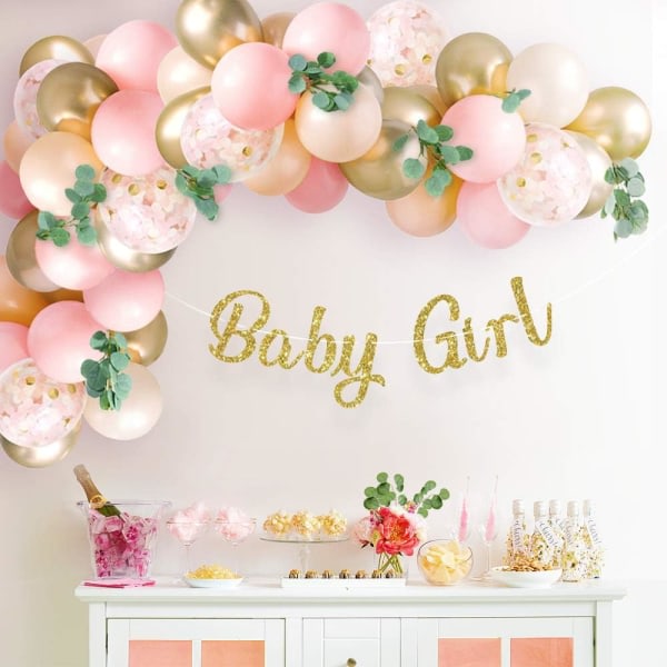 IC Sweet Baby Co. Babyshower for jenter med rosa ballongbuegirlander, baby