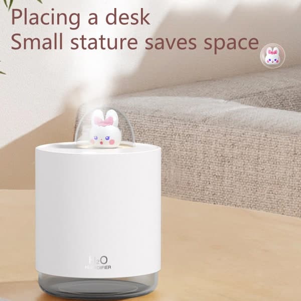 IC Mini Bærbar Skrivebordsluftfukter - Søt Kanin USB Cool Mist Air Hvit