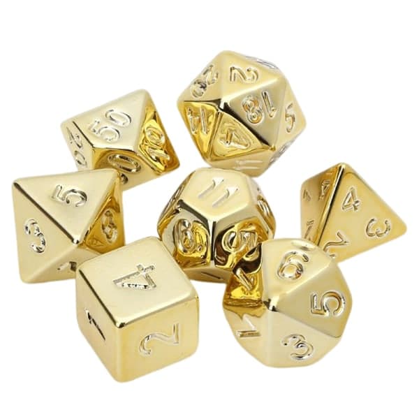 7 stk/ sett gullbelagte terninger D&D COC terningbrettspill Champagne gull 7-delt sett