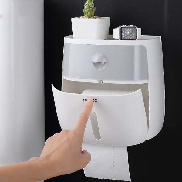 IC Vattentät toalettpappershållare Hemväggmonterad badrumsförvaringslåda (grå)