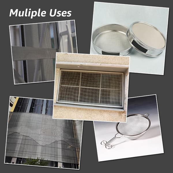 3-pakning 6 x 8 tommer 304 rustfritt stål vevd netting, 20 mesh skjerm for ventilasjon, bur, hage, peis og DIY-prosjekter