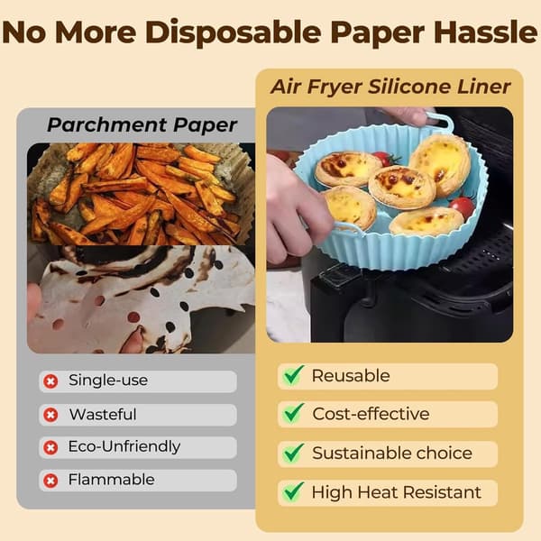 Stykker - Silikonekurveforing - til - Genanvendelig - alternativ - bagepapir - tilbehør - 20 - cm - Silikoneform - Silikonekurv