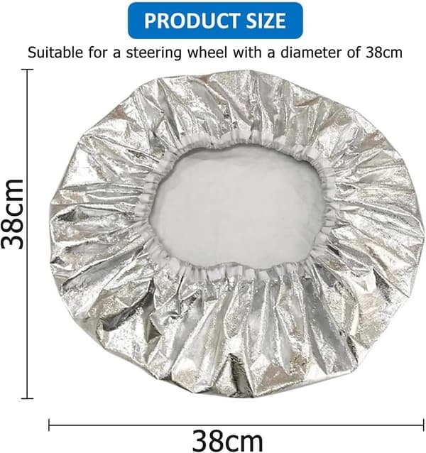 Silverfärgat rattöverdrag solskydd värmeisolering elastiskt tyg universell passform för bilar SUV:ar lastbilar, skyddar mot het sommarvärme, 38 cm