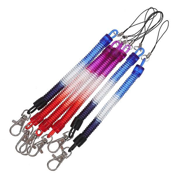 6 st fjädernyckelringspole Elastisk nyckelring infällbar nyckelring Spiralnyckelspole IC