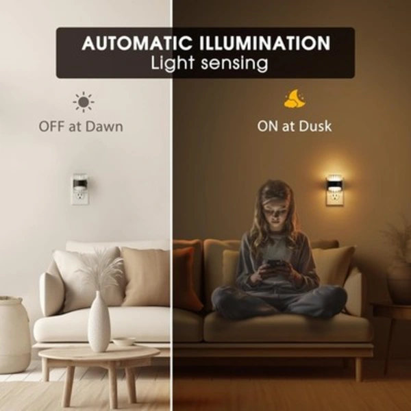 1-pack Clear Plug-in LED Night Light with Dusk Sensor 3 Color Temperatures
