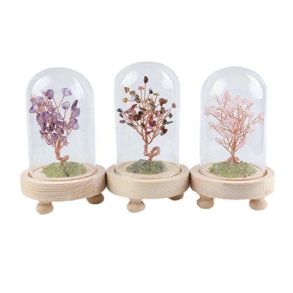 IC Crystal Gem Puu Kuparilankalla Feng Shui Raha Bonsai Kristalli Koti Sisustus Koriste Veistos Vauraus Onni Koti Sisustus oliviini