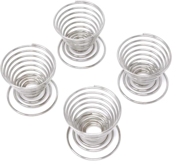 4 - stykker - Spiralægkop - rustfrit - stål - Spiralægkopper - Æggeholder - let - Metal - sølv