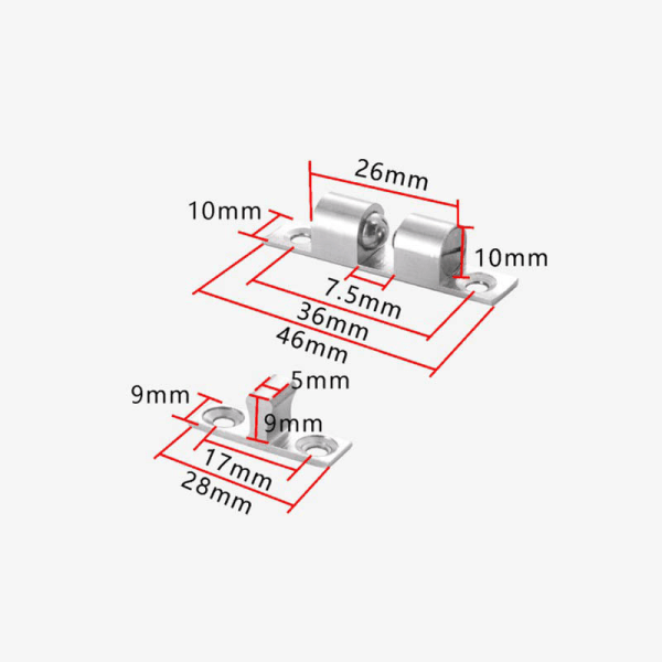 IC Skap Touch Perler Messingspenne Dørklemme Sølv Hvit 46mm