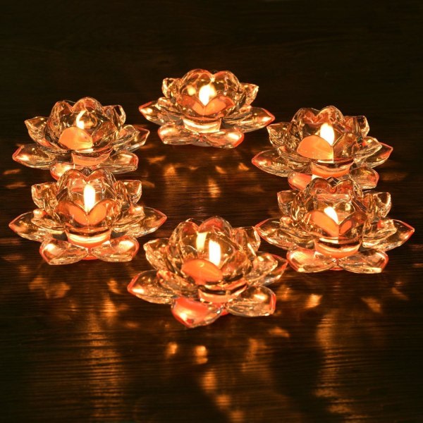 5 tums Lotus ljusstake i kristallglas Kreativ dekorativ heminredning, set om 2