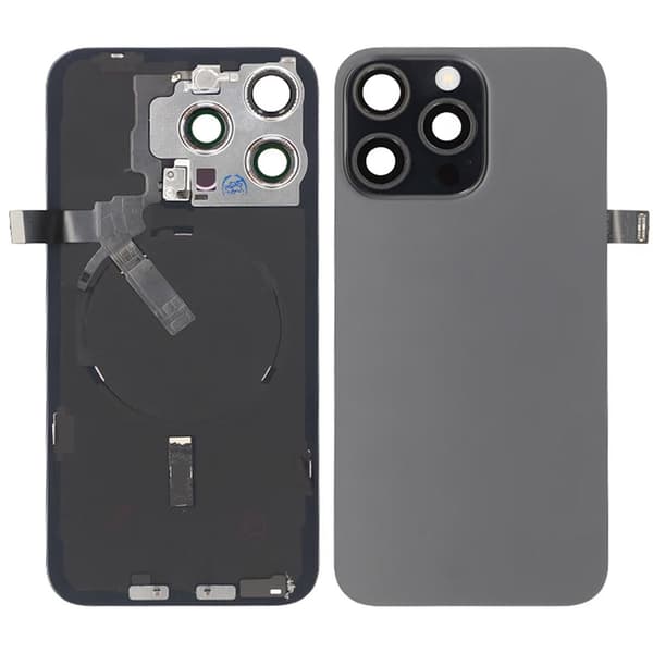 iPhone 15 Pro Max Baksida Glas Komplett OEM - Titansvart
