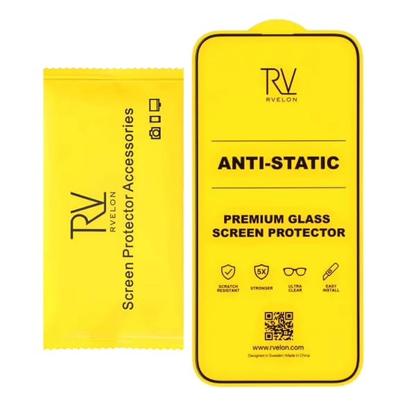 Rvelon Screen Protector iPhone 15 Pro Max Tempered Glass 2.5D Black - bulk Svart