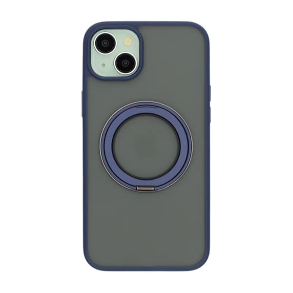 Matte case 360 ​​rotating bracket Mobile Phone Case For iPhone 15 Plus Blue Blå