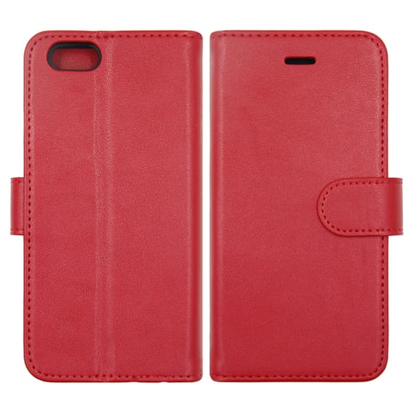 iPhone 6 and iPhone 6S Wallet Case Leather with Stand - Red Röd