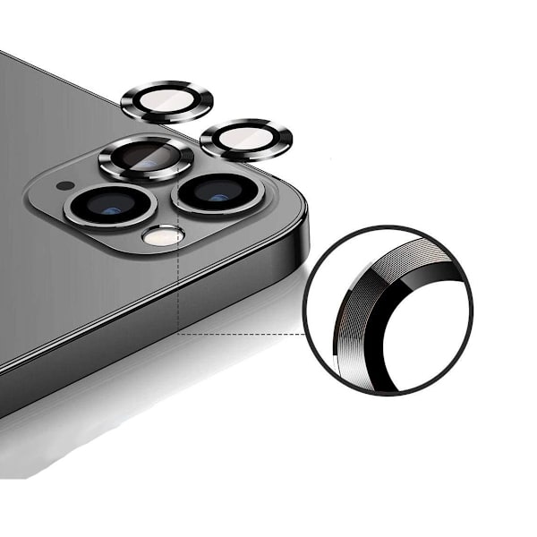 iPhone 12 Pro Max Linsskydd med Metallram - Grå (3-pack) Grå
