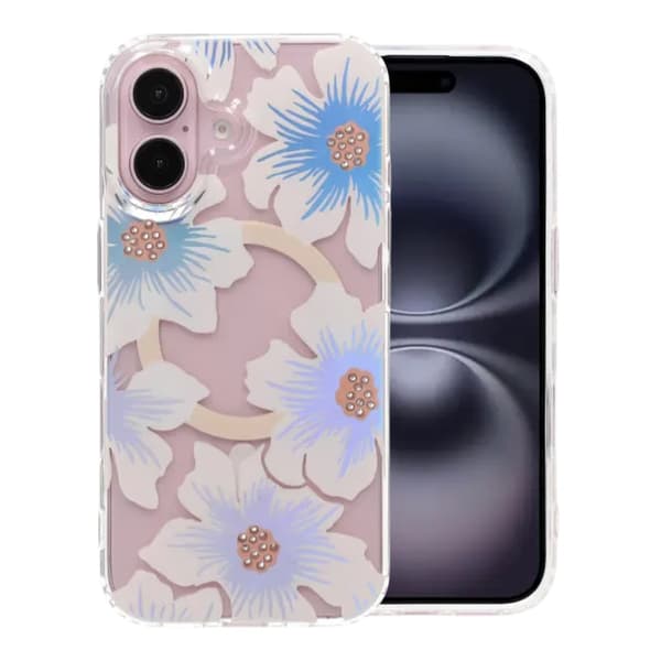Laser Engraved Floral Rhinestone MagSafe Case For iPhone 16 Large Lily Lila