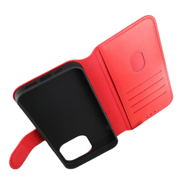 iPhone 15 Pro Max Wallet Case Leather Rvelon - Red Röd