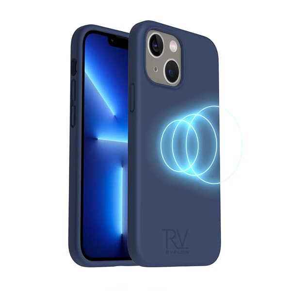 iPhone 14 Plus Silicone Case Rvelon MagSafe - Blue Blå