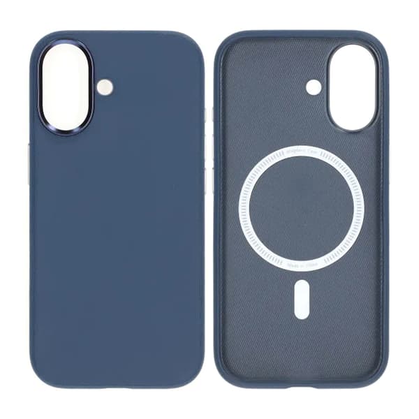 Mobile phone case faux leather with Magsafe for iPhone 17 - Blue Blå