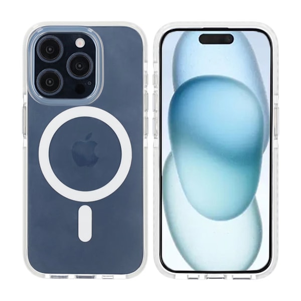 iPhone 15 Pro Mobilskal Magnet Dubbelskydd - Vit Vit