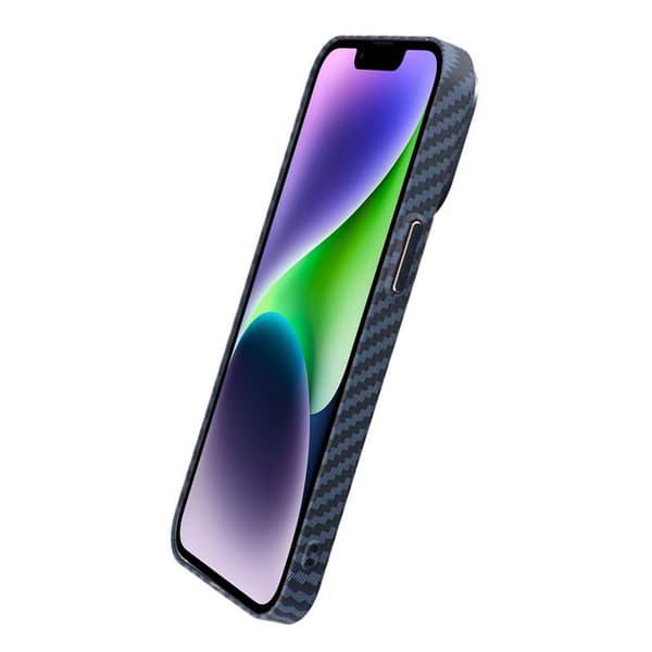 iPhone 15 Plus Carbon Fiber Phone Case - Blue Blå