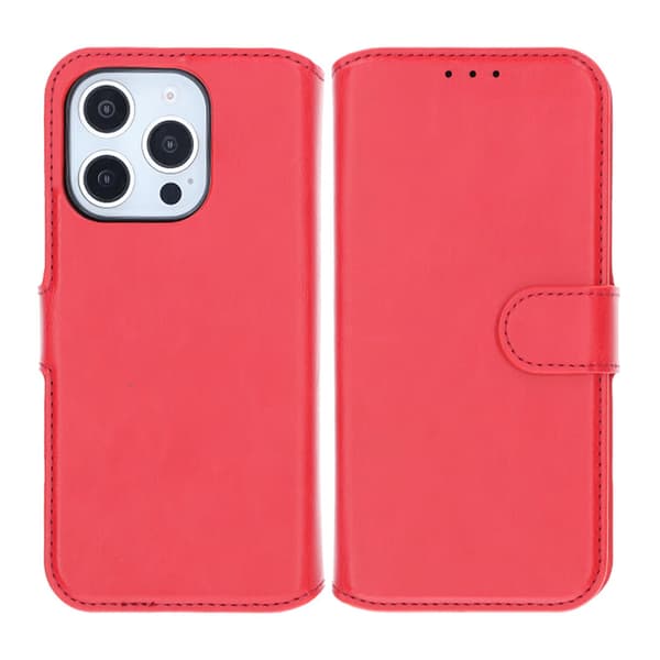 iPhone 16 Pro Wallet Case Magnet Rvelon - Red Röd