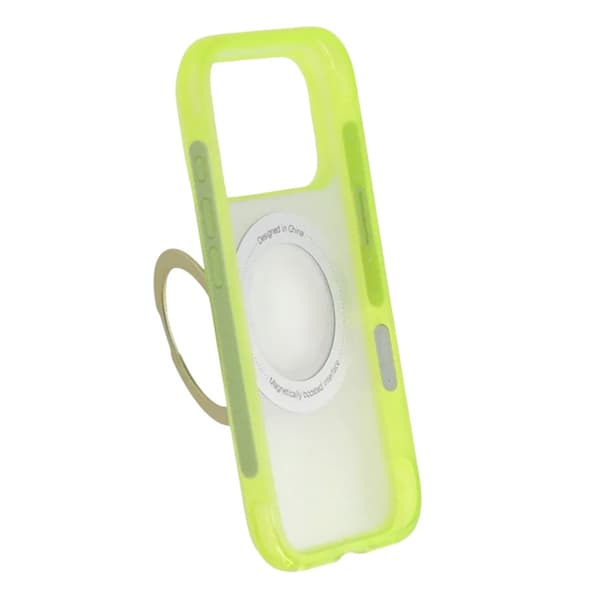 360-degree Rotating Stand Matte Magnetic Shockproof Airbag  Case  For iPhone 17 Pro Max/18 Pro Max Yellow