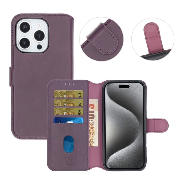 iPhone 16 Pro Plånboksfodral Magnet Rvelon - Lila Lila