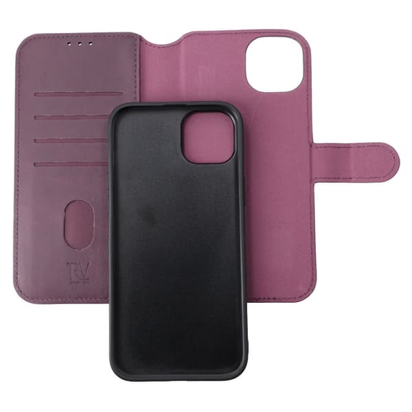 RV Magnetic Wallet Case iPhone 15 Plus Dark Cherry Lila