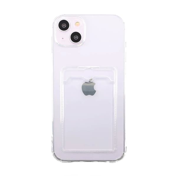 iPhone 14 Plus Shockproof Case with Card Holder - Transparent Transparent