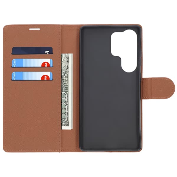Samsung Galaxy S25 Ultra Wallet Case with Stand - Brown