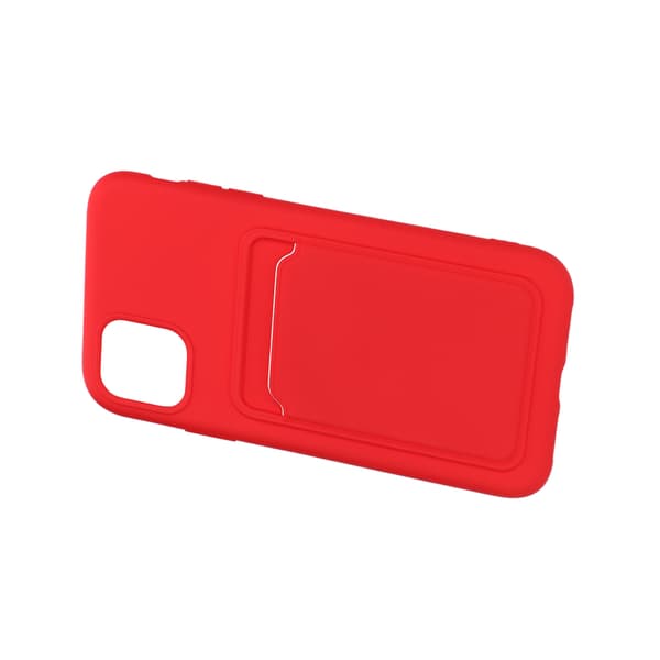 iPhone 11 Silicone Case with Card Holder - Red Röd