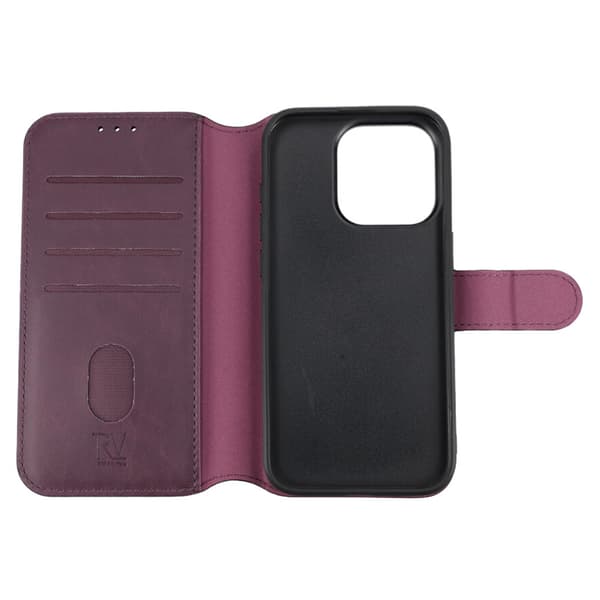 RV Magnetic Wallet Case iPhone 15 Pro Dark Cherry Lila