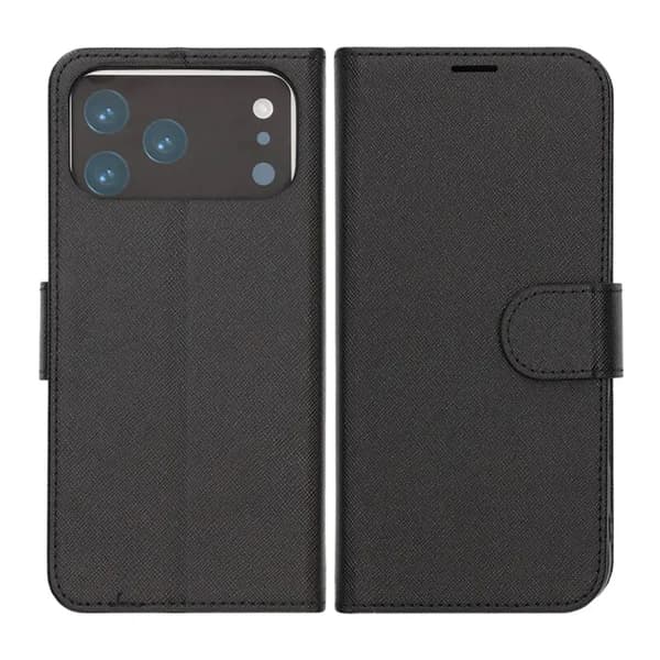 Wallet Case with Stand for iPhone 17 Pro - Black Svart