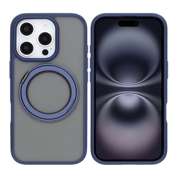 Matte case 360 ​​rotating bracket Mobile Phone Case For iPhone 16 Pro Max Blue Blå