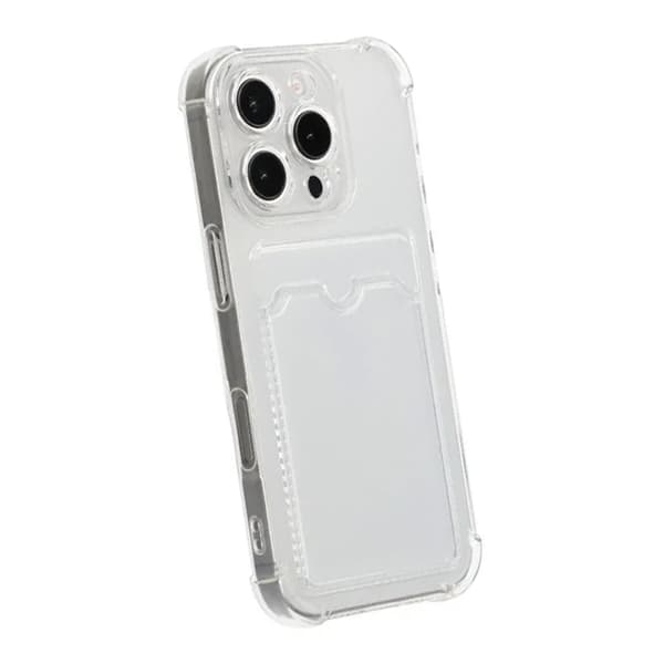 iPhone 16 Pro Max Mobilskal Stöttåligt med Korthållare - Transparent Transparent